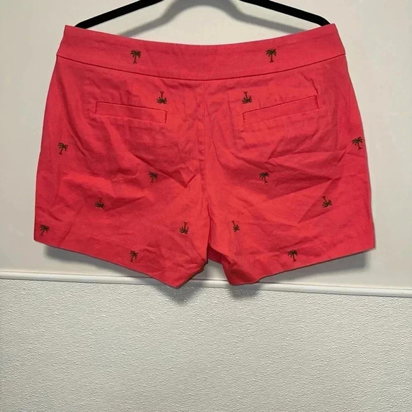 Women's J.Crew Shorts, Size 8, Salmon / Coral Pink with Palm trees - Picture 10 of 11
